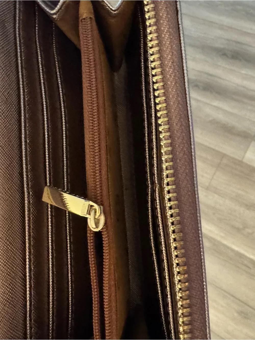 Tory Burch Metallic Blush Zip-Around Wallet with Gold Logo